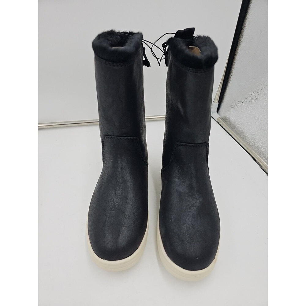 Cat &Jack Vegan Faux Fur Double Zipper Unisex Winter Boots Size 1 Black - Picture 2 of 3